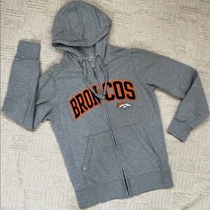 Denver Broncos full Zipper hoodie by Antigua in grey, Size Medium, EUC